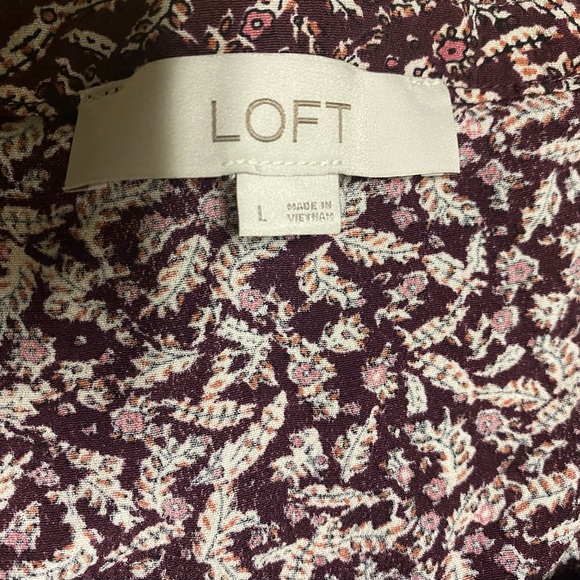 Loft Floral Square Neck Blouse Women’s Size Large - Picture 5 of 10